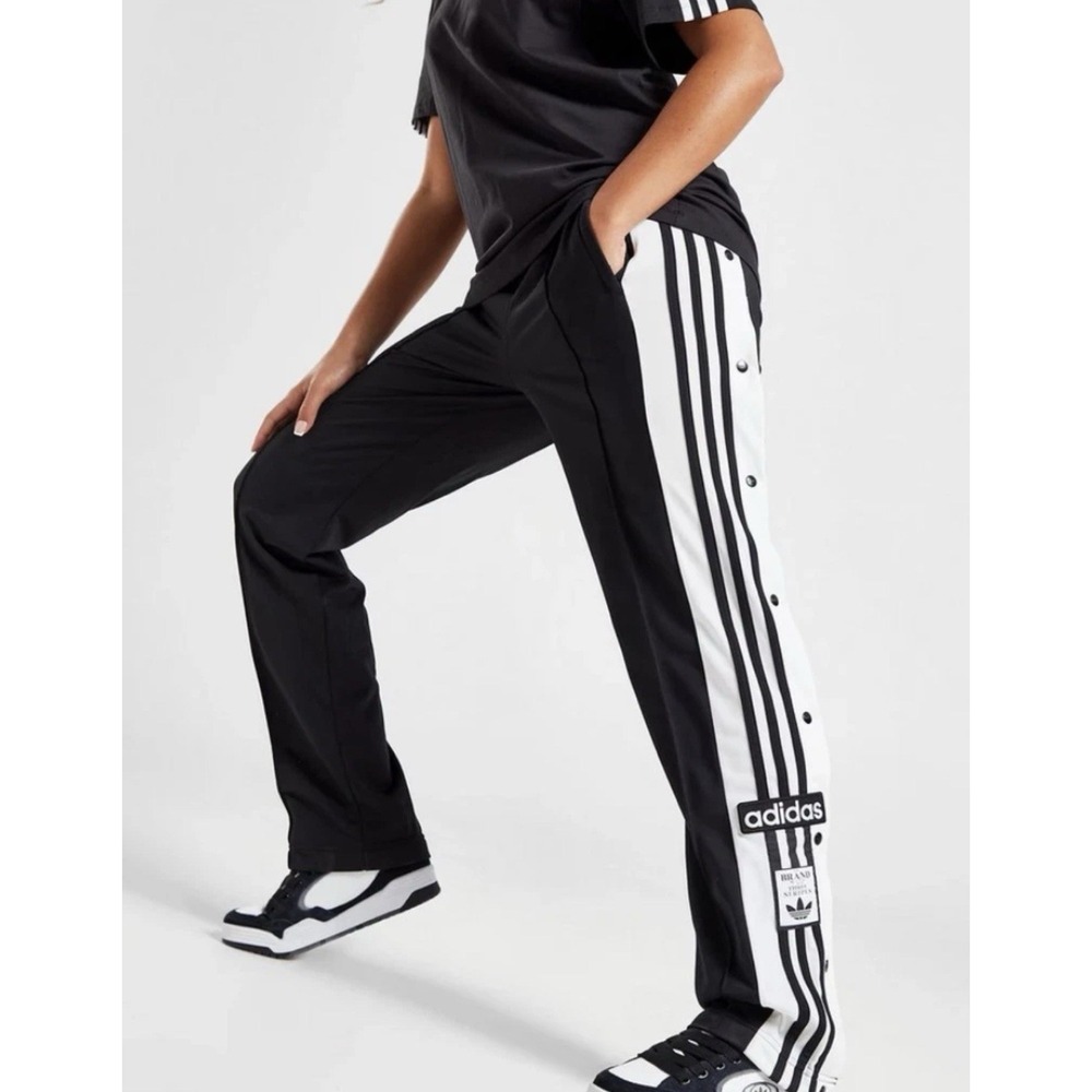 ADIDAS New Women's 4X ADIBREAK Pants Athleisure Snap Side Tearaway Track Black
